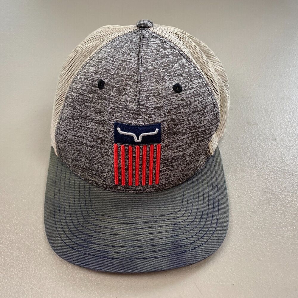 Kimes Ranch Mesh Snapback Hat Embroidred Flag American Patriotic Western Grunge